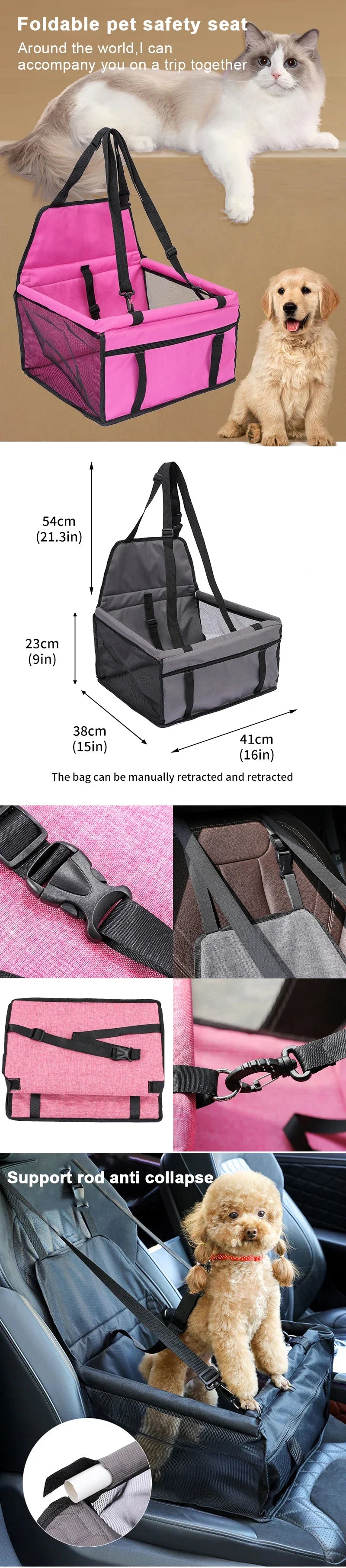 5 color Double Thick Waterproof Travel Accessories Mesh Hanging Bag Folding Pet Supplies Dog Mat Blanket Safety Pet Car Seat Bag