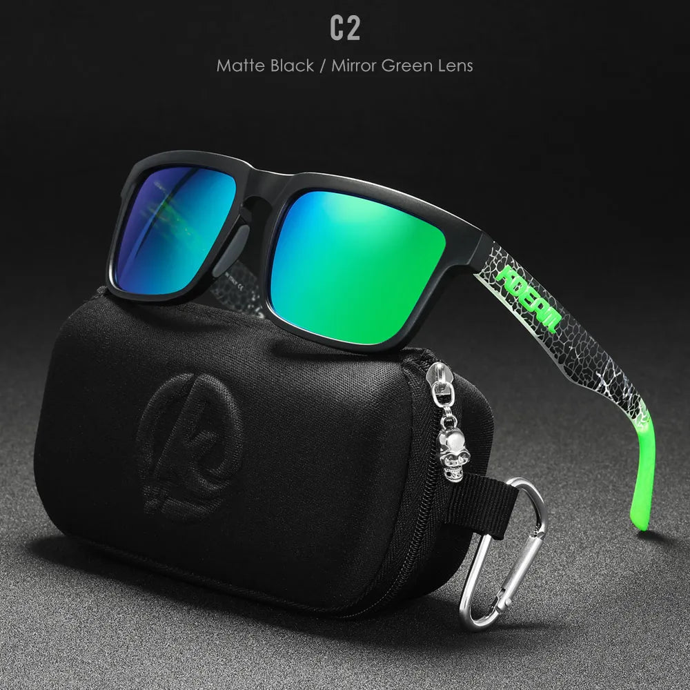 New KDEAM Brand High Quality Men Square Sunglasses Colors Sports Polarized Sun Glasses Reflective Coating Mirrored Lens UV400