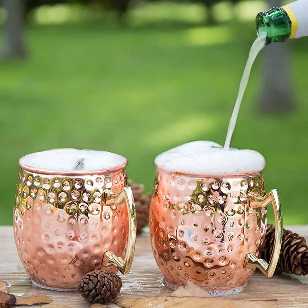 Cocktail Wine Cup Moscow Mule Mug Stainless Steel Hammered Copper Plated Beer Cup Coffee Cup Bar Drinkware for Ramadan