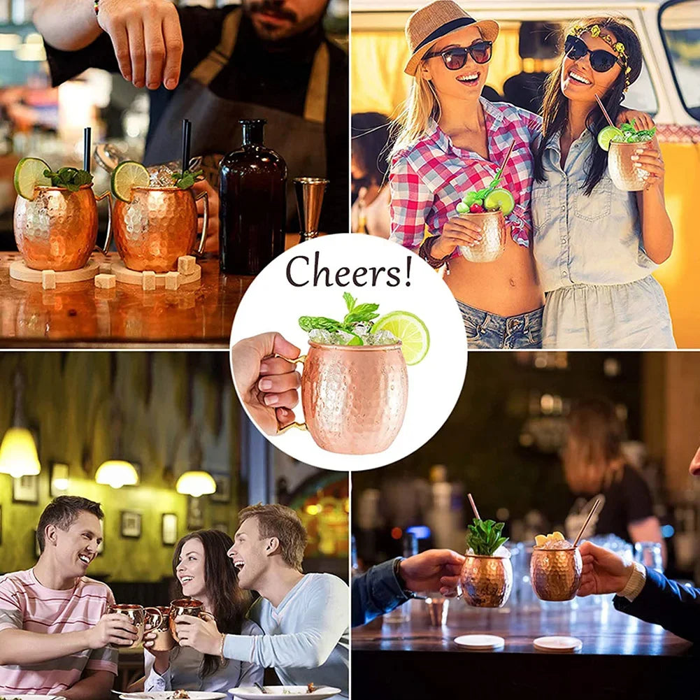 Cocktail Wine Cup Moscow Mule Mug Stainless Steel Hammered Copper Plated Beer Cup Coffee Cup Bar Drinkware for Ramadan