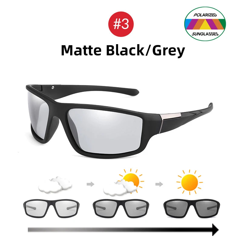 VIVIBEE Men Photochromic Sunglasses Black Sports Goggles Women Color Changing Polarized Driving 2025 Discoloration Sun Glasses