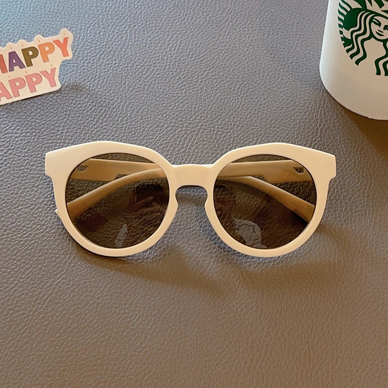 2023 New Kids Cute Checker Panel Color Round UV400 Sunglasses Baby Girls Outdoor Sun Protection Sunglasses Children Sun Glasses