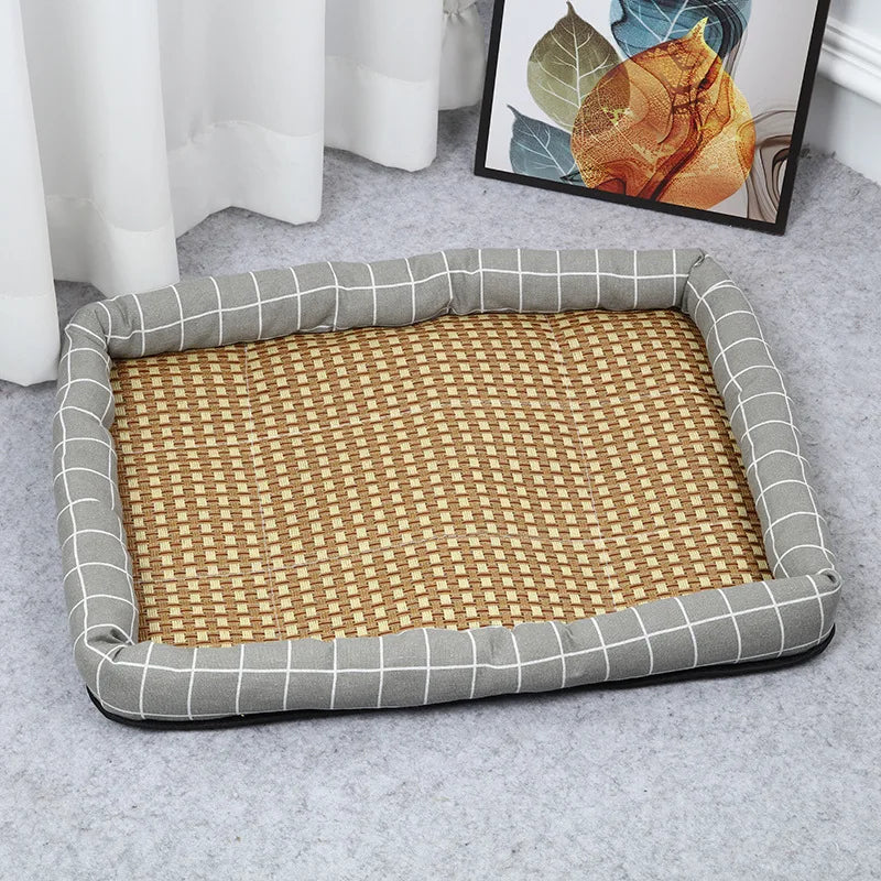 Pet Cat Mat Summer Dog Sleeping Mat Cooling Pet Puppy Kennel Antislip Breathe Neck Support Small Cat Bed Accessories