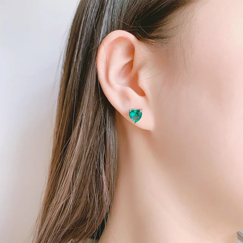 925 Sterling Silver Heart Piercing Small Stud Earrings For Women Engagement Elegant Luxury Jewelry Accessories Prevent Allergies