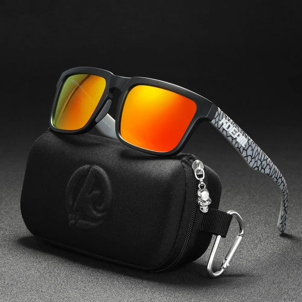 New KDEAM Brand High Quality Men Square Sunglasses Colors Sports Polarized Sun Glasses Reflective Coating Mirrored Lens UV400