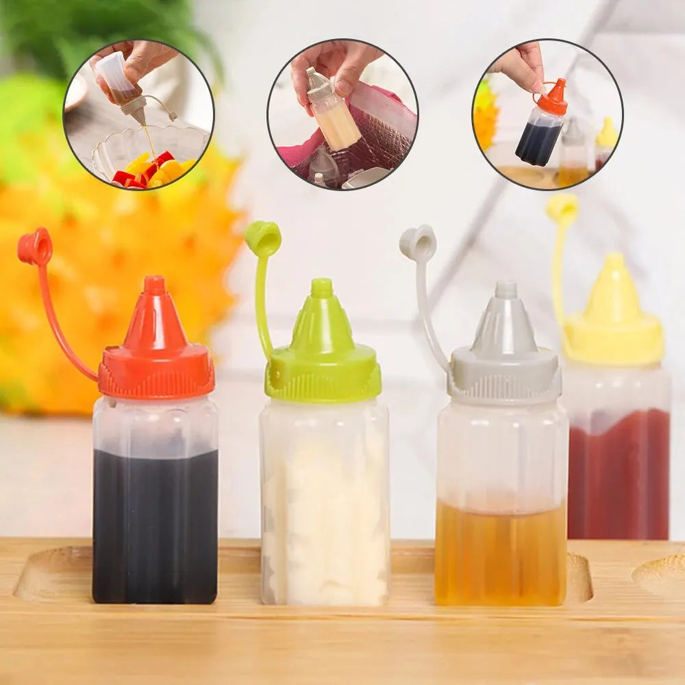 4PCS Kitchen Household Sauce Vinegar Squeeze Bottle Portable Outdoor Barbecue Picnic Feast Bottle Kitchen Accessories Small Tool