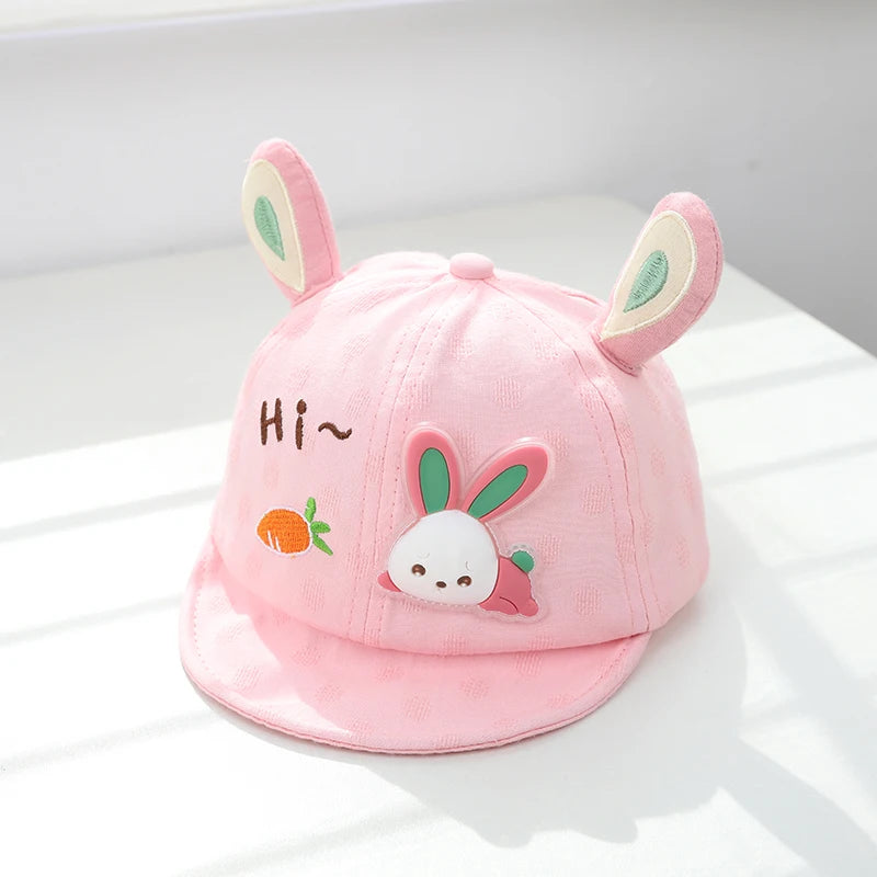 Cartoon Bear Ear Baby Baseball Cap Summer Cotton Peaked Hat for Infant Boy Girl Cute Embroidered Adjustable Kid Sun Hats 아기모자