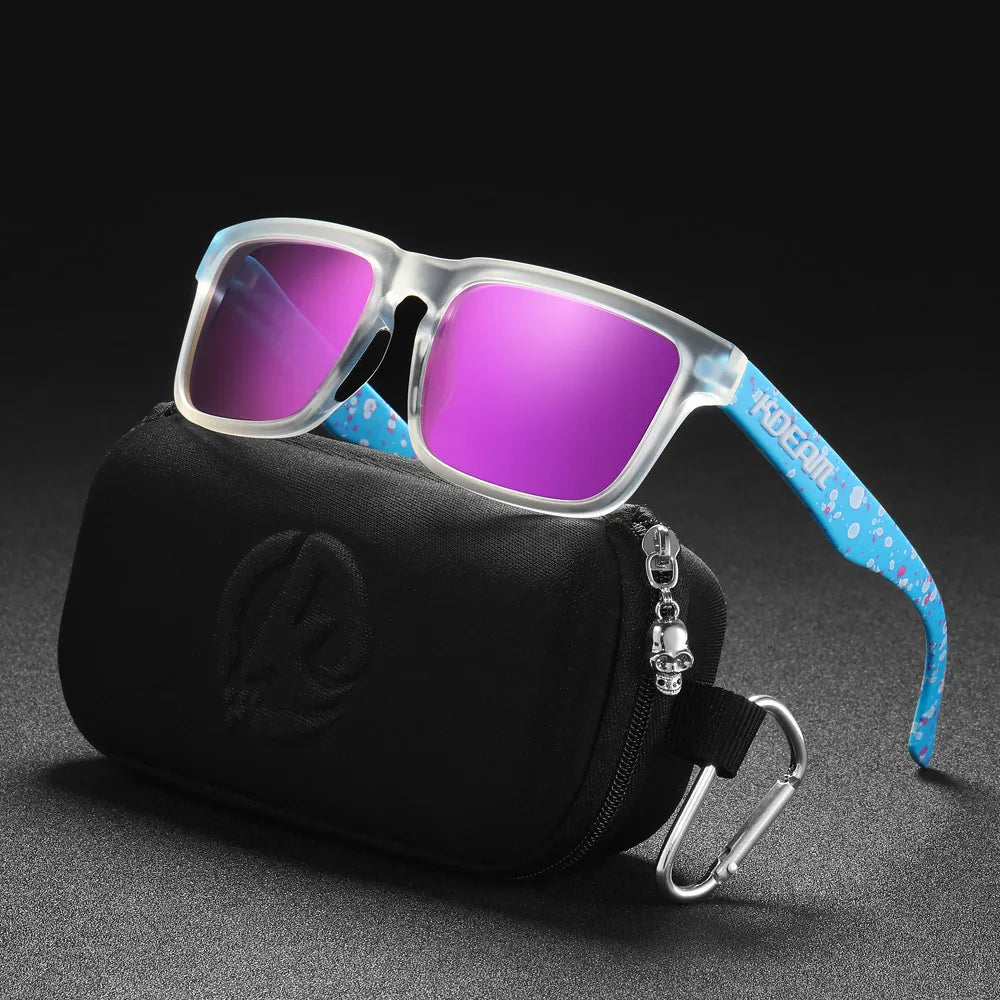 New KDEAM Brand High Quality Men Square Sunglasses Colors Sports Polarized Sun Glasses Reflective Coating Mirrored Lens UV400