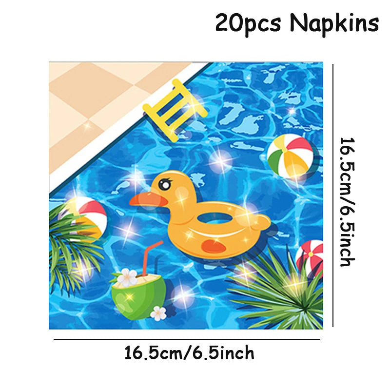 Tropical Party Disposable Tableware Set Plates Cups Napkins Hawaiian Birthday Party Supplies Summer Pool Aloha Luau Party Decor