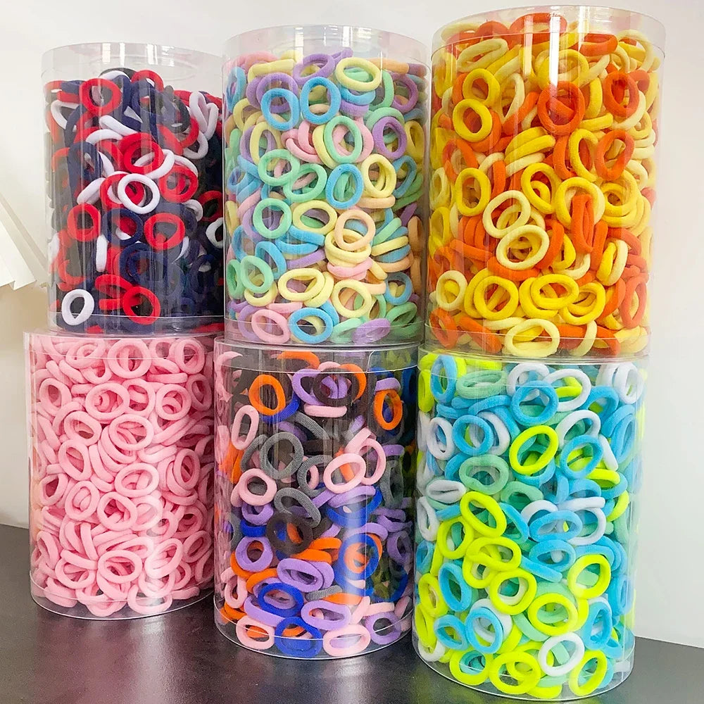 100/300/500 pcs Girls Colorful Elastic Hair Bands Ponytail Hold Hair Tie Rubber Bands Scrunchie Hair Accessories Bands for Girls