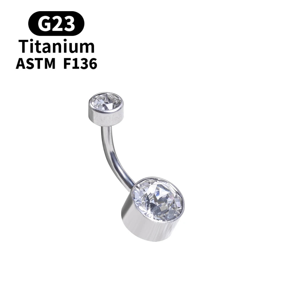 G23 Titanium Button Rings Body Piercing Jewellery Premium Stone Belly Fashion Navel Piercing Ring Jewelry for Women Wholesal