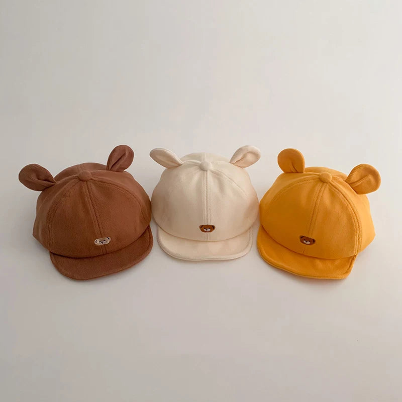 Cartoon Bear Ear Baby Baseball Cap Summer Cotton Peaked Hat for Infant Boy Girl Cute Embroidered Adjustable Kid Sun Hats 아기모자