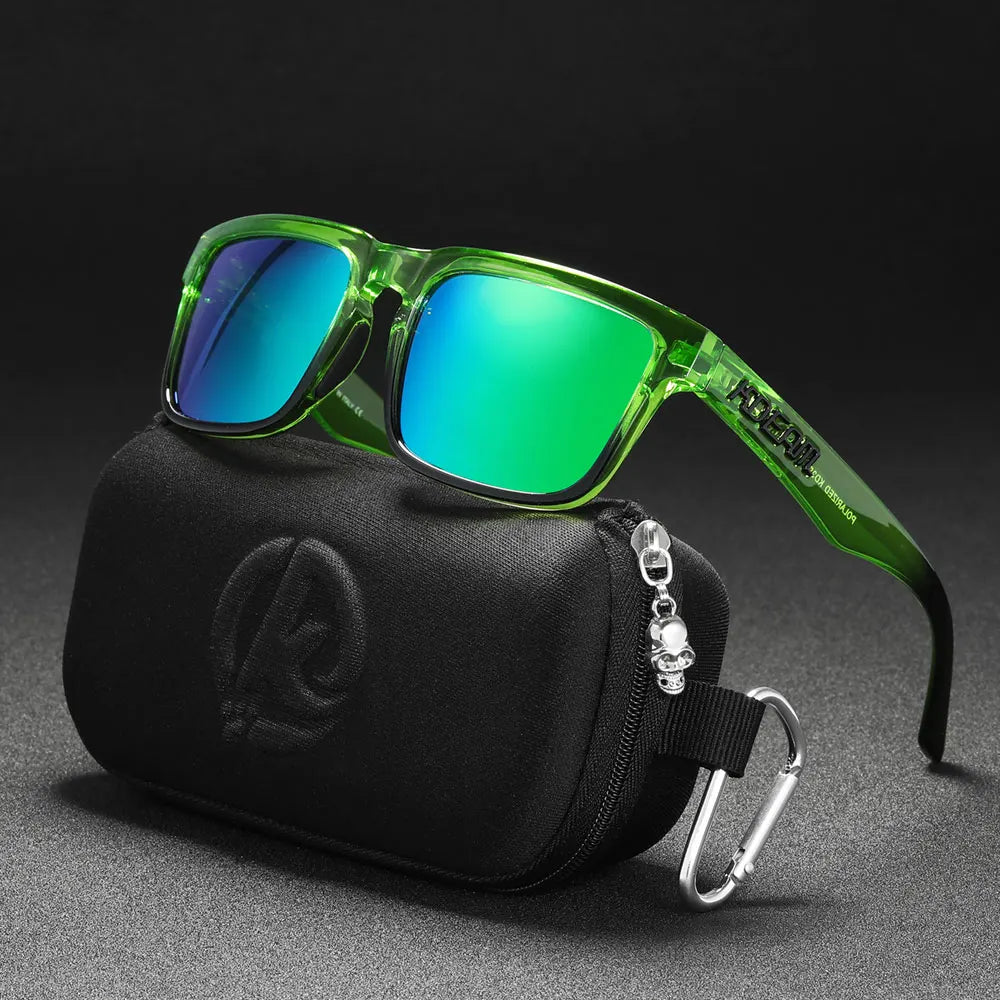 New KDEAM Brand High Quality Men Square Sunglasses Colors Sports Polarized Sun Glasses Reflective Coating Mirrored Lens UV400