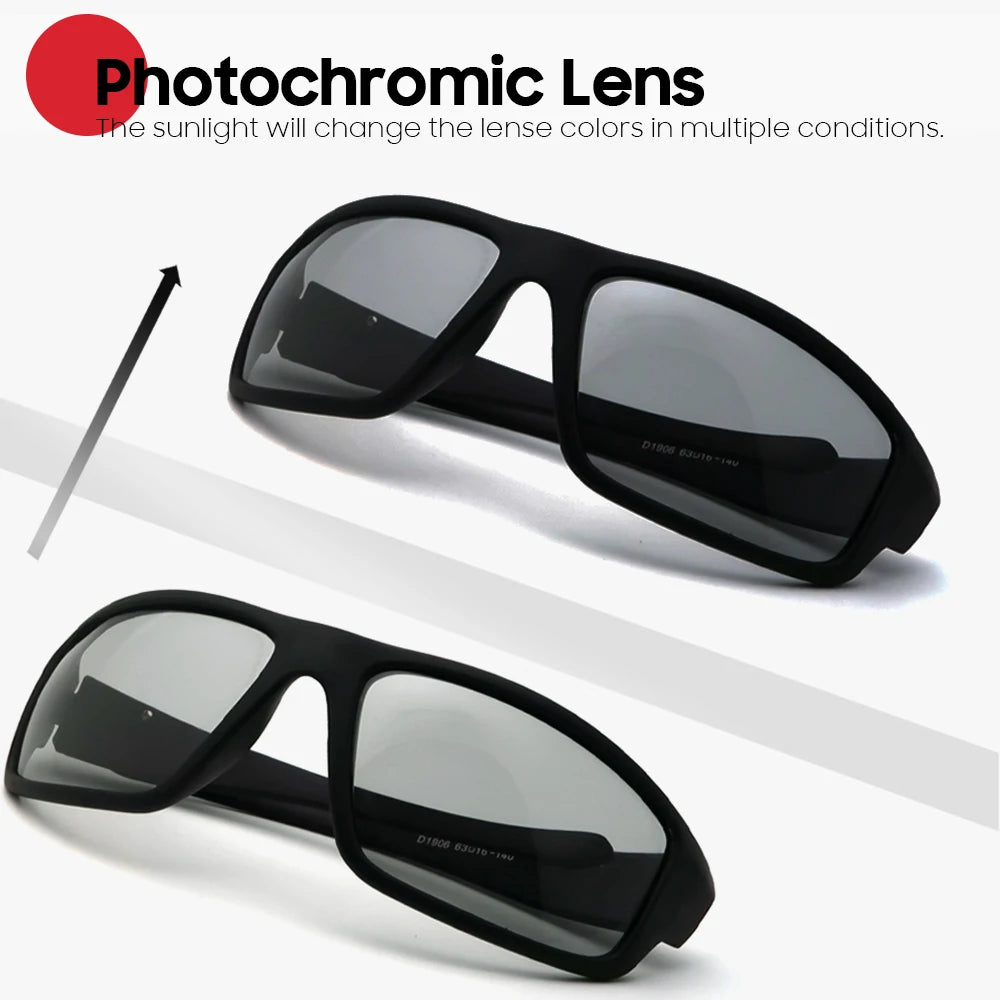 VIVIBEE Men Photochromic Sunglasses Black Sports Goggles Women Color Changing Polarized Driving 2025 Discoloration Sun Glasses