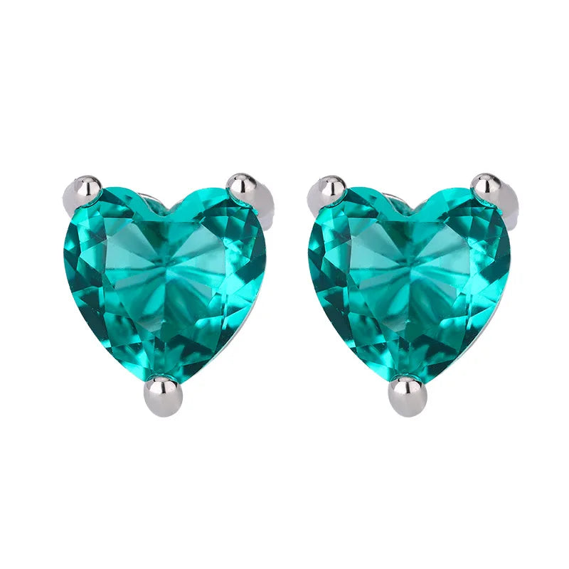 925 Sterling Silver Heart Piercing Small Stud Earrings For Women Engagement Elegant Luxury Jewelry Accessories Prevent Allergies