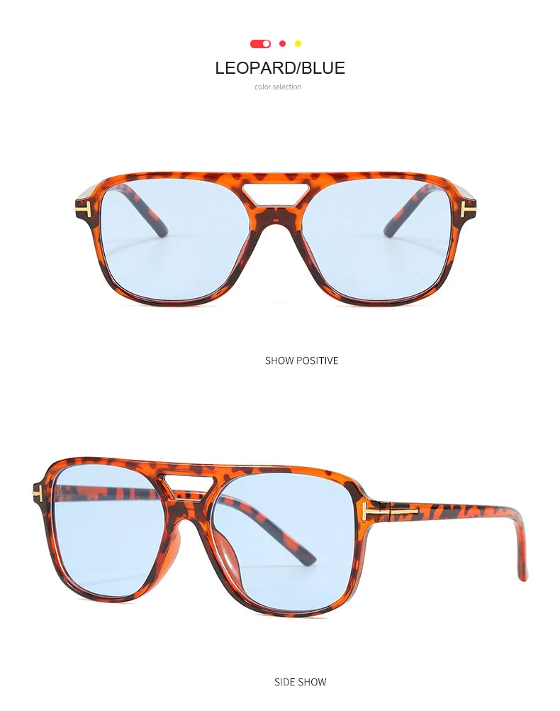 New Fashion Pilot Sunglasses Women Double Bridge Oversized Sun Glasses Oval Goggles Classic Candy Color Design Eyewear UV400