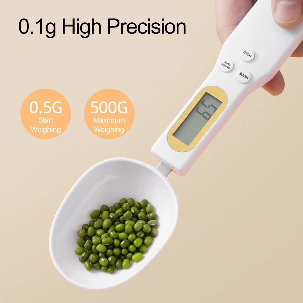500g/0.1g Weight Measuring Spoon Portable LCD Digital Kitchen Scale Electronic Food Measuring Spoon Scale Kitchen Tool for Food