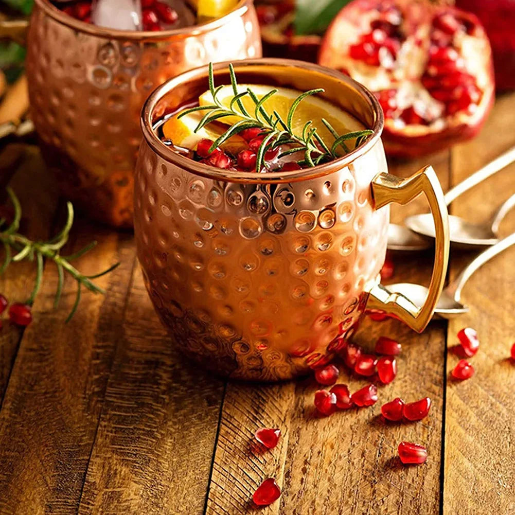 Cocktail Wine Cup Moscow Mule Mug Stainless Steel Hammered Copper Plated Beer Cup Coffee Cup Bar Drinkware for Ramadan