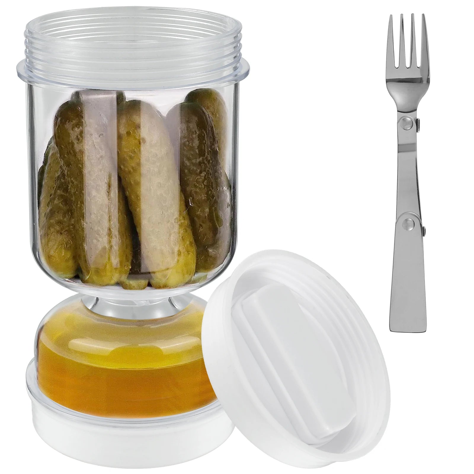 Pickles Jar Dry and Wet Dispenser Pickle Olives Hourglass Jar Leakproof Reusable for Food Storage Kitchen Foods Separator Tools