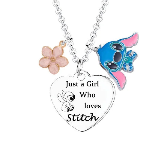 Disney Anime Film Lilo & Stitch Necklace Cute Cartoon Stitch Enamel Pendant Necklaces For Women Jewellery Best Friends Gifts