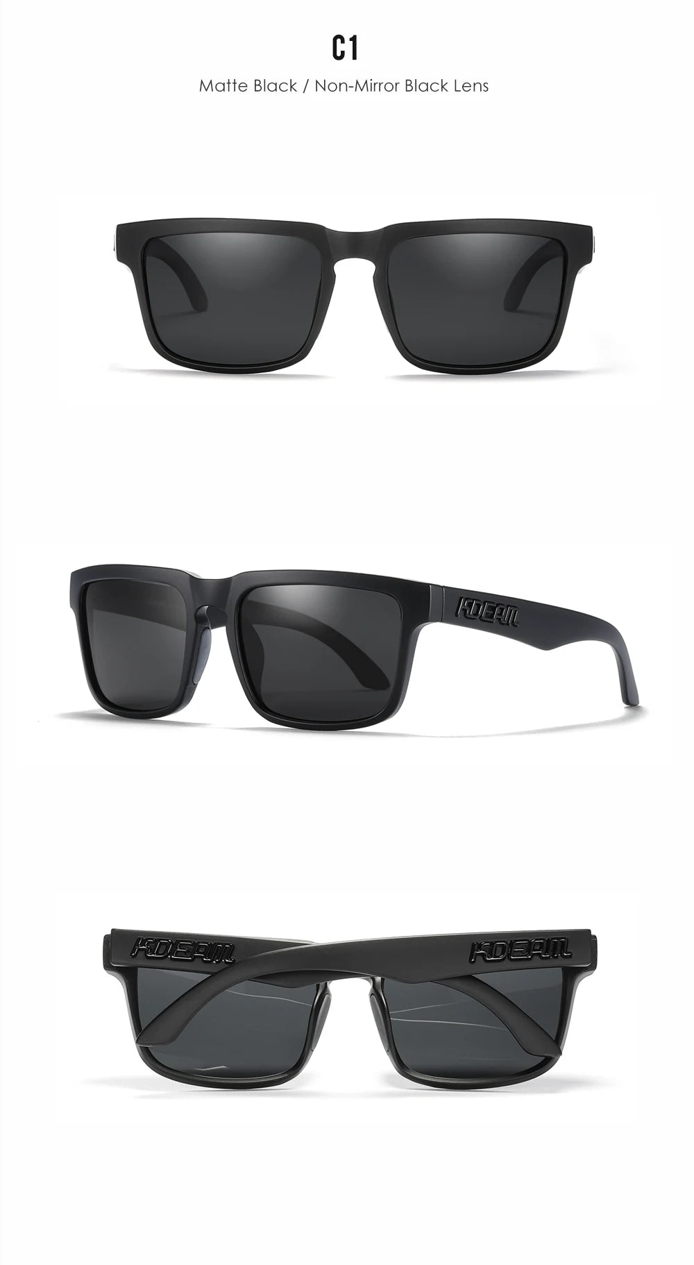 New KDEAM Brand High Quality Men Square Sunglasses Colors Sports Polarized Sun Glasses Reflective Coating Mirrored Lens UV400