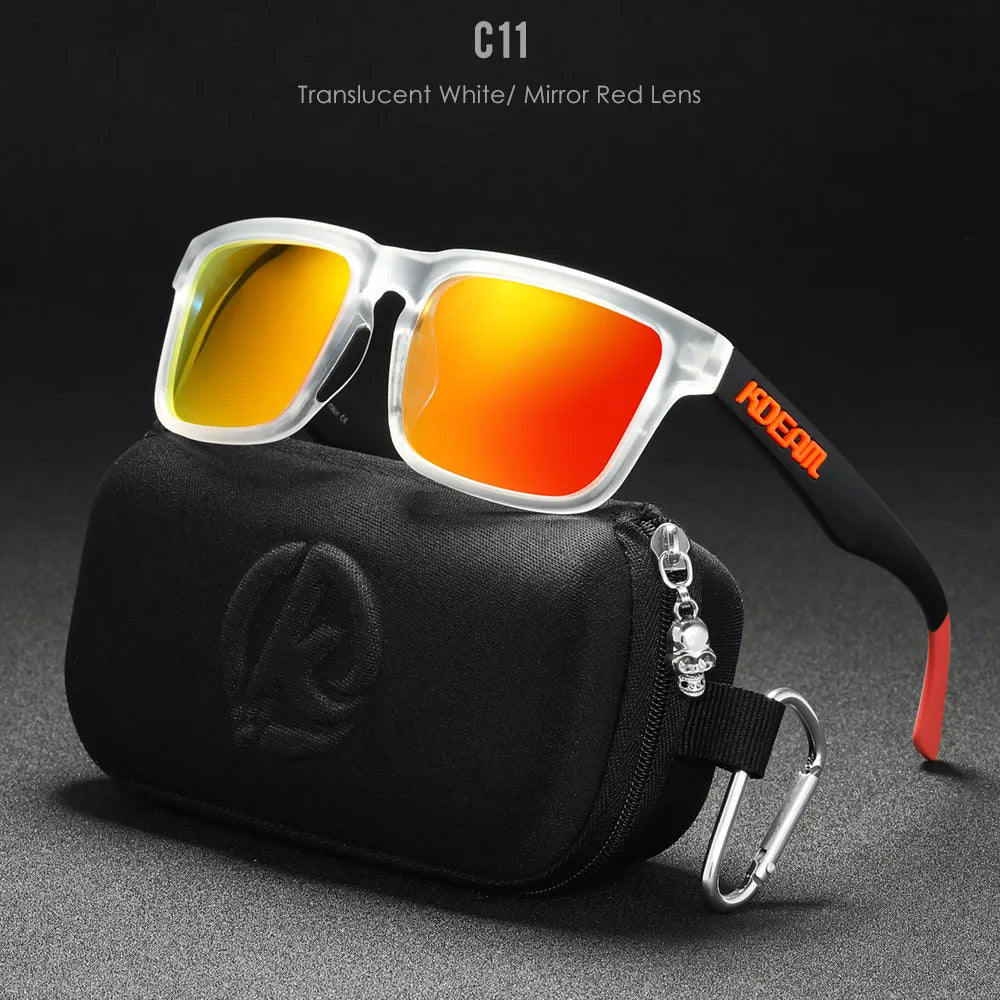 New KDEAM Brand High Quality Men Square Sunglasses Colors Sports Polarized Sun Glasses Reflective Coating Mirrored Lens UV400
