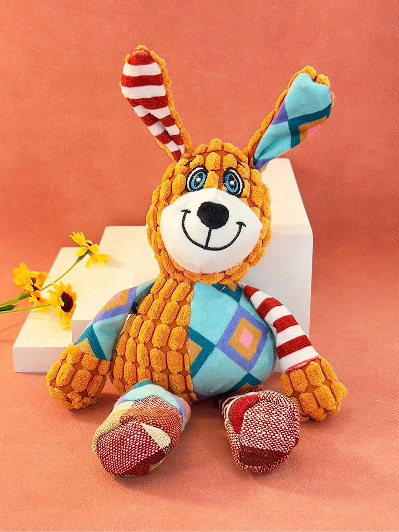 Pet Plush Toy Cat Dog Interactive Teething Toy Animals Bite Resistant Interactive Squeaky Pet Dog Teeth Cleaning Chew Toy