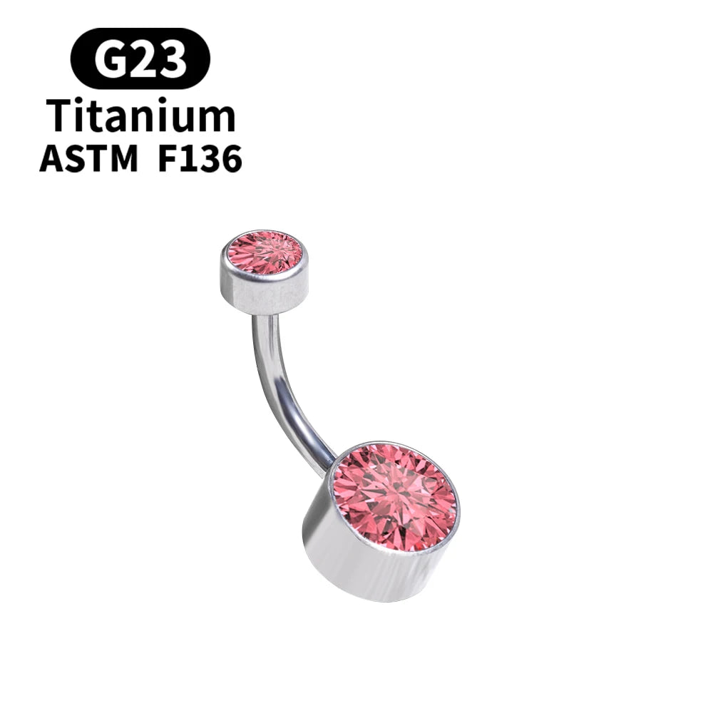 G23 Titanium Button Rings Body Piercing Jewellery Premium Stone Belly Fashion Navel Piercing Ring Jewelry for Women Wholesal