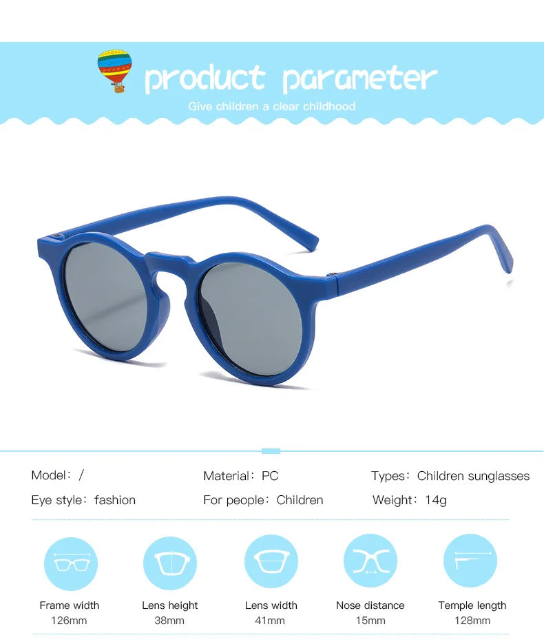 New Children Vintage Frosted Round Outdoor Sun Protection Sunglasses Baby Girls Acrylic UV400 Sunglasses Kids Fashion Glasses