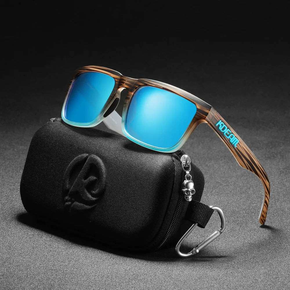 New KDEAM Brand High Quality Men Square Sunglasses Colors Sports Polarized Sun Glasses Reflective Coating Mirrored Lens UV400