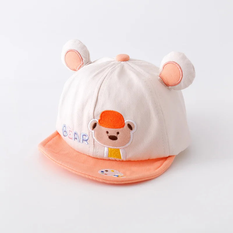 Cartoon Bear Ear Baby Baseball Cap Summer Cotton Peaked Hat for Infant Boy Girl Cute Embroidered Adjustable Kid Sun Hats 아기모자
