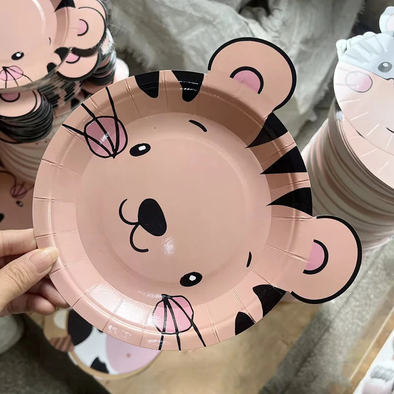 10pcs Farm Animals Party Paper Plates Cow Sheep Duck Chick  Disposable Plate Kids Children Birthday Tableware Parties Supply