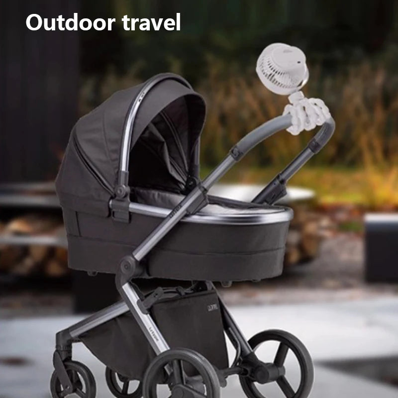 Fan for Cart Stroller Fans Multi Functional Student Baby USB 3 Speeds Rechargeable Lithium Battery Octopus Mini Fan