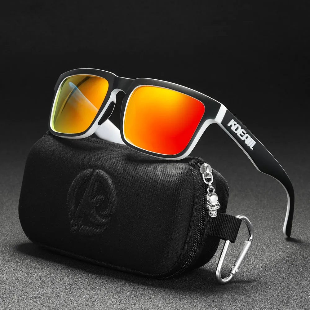 New KDEAM Brand High Quality Men Square Sunglasses Colors Sports Polarized Sun Glasses Reflective Coating Mirrored Lens UV400
