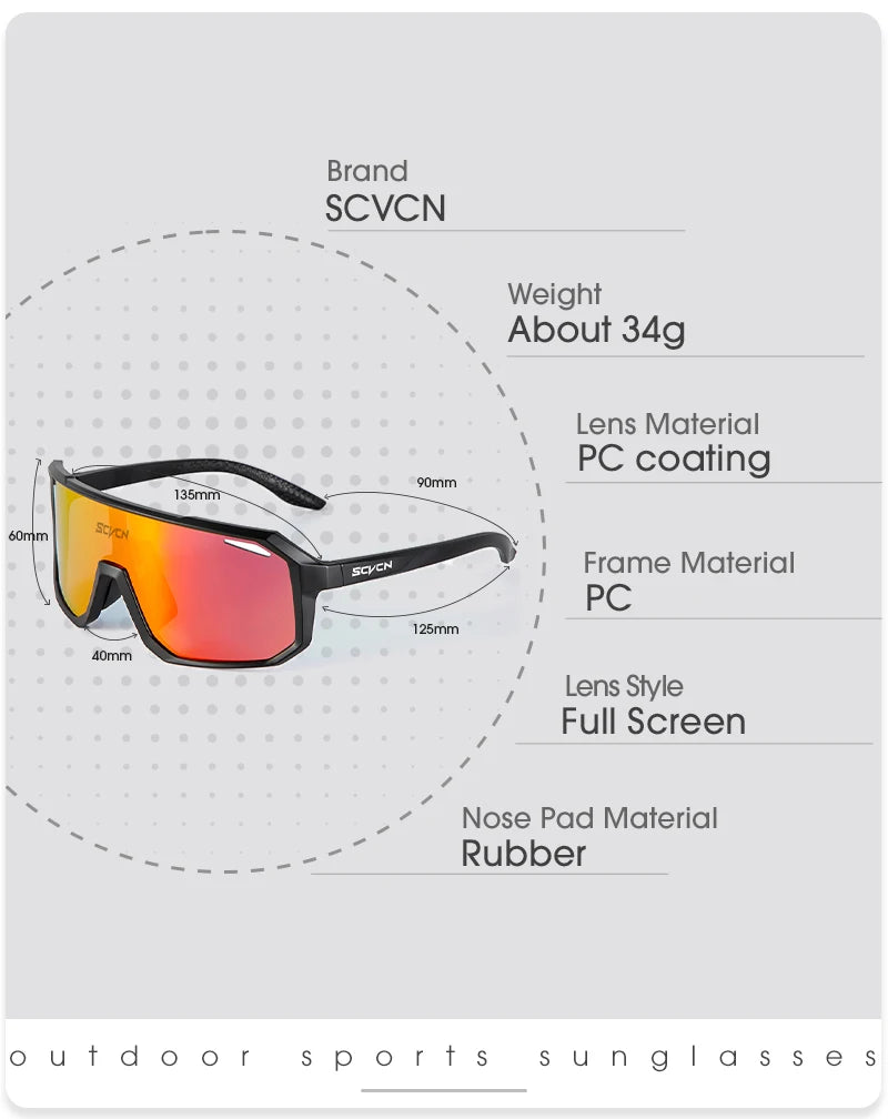 SCVCN Mountain Driving Glasses Cycling Sunglasses UV400 Women Sports Running Eyewear Men Road Bicycle Glasses Bike Goggles