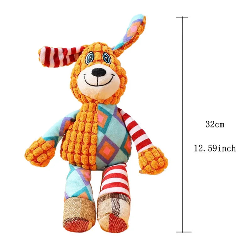 Pet Plush Toy Cat Dog Interactive Teething Toy Animals Bite Resistant Interactive Squeaky Pet Dog Teeth Cleaning Chew Toy