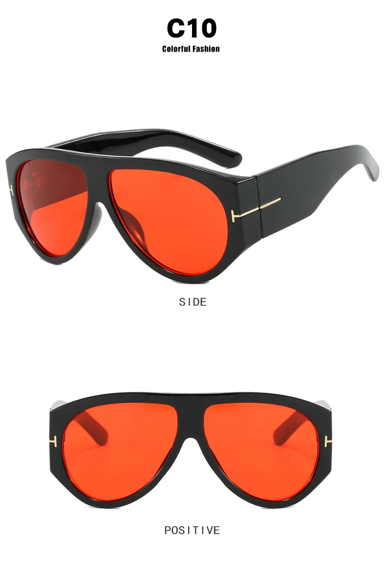 New Vintage Woman Oval Shape Sunglasses Brand Designer Sun Glasses Trendy Street Shoot Shades Eyewear UV400 Gafas De Sol