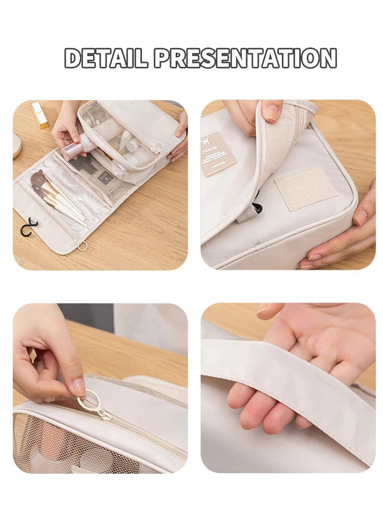 Travel Multi Functional Hanging Makeup Bag With Hanging Washable Bag Large Capacity Dry Wet Separation Handheld Storage Bag
