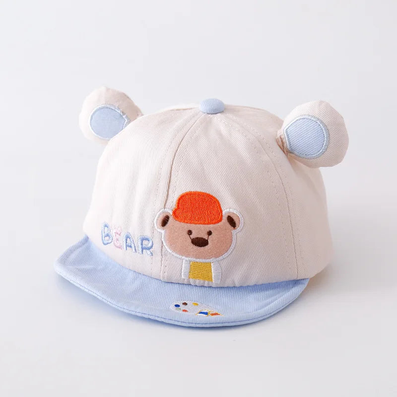 Cartoon Bear Ear Baby Baseball Cap Summer Cotton Peaked Hat for Infant Boy Girl Cute Embroidered Adjustable Kid Sun Hats 아기모자