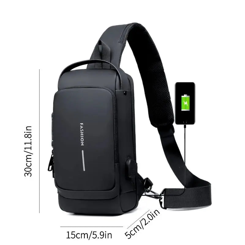 Men's Shoulder Bag Multifunction Anti Theft USB Messenger Pack Man Crossbody Cross Body Travel Chest Bags Pack