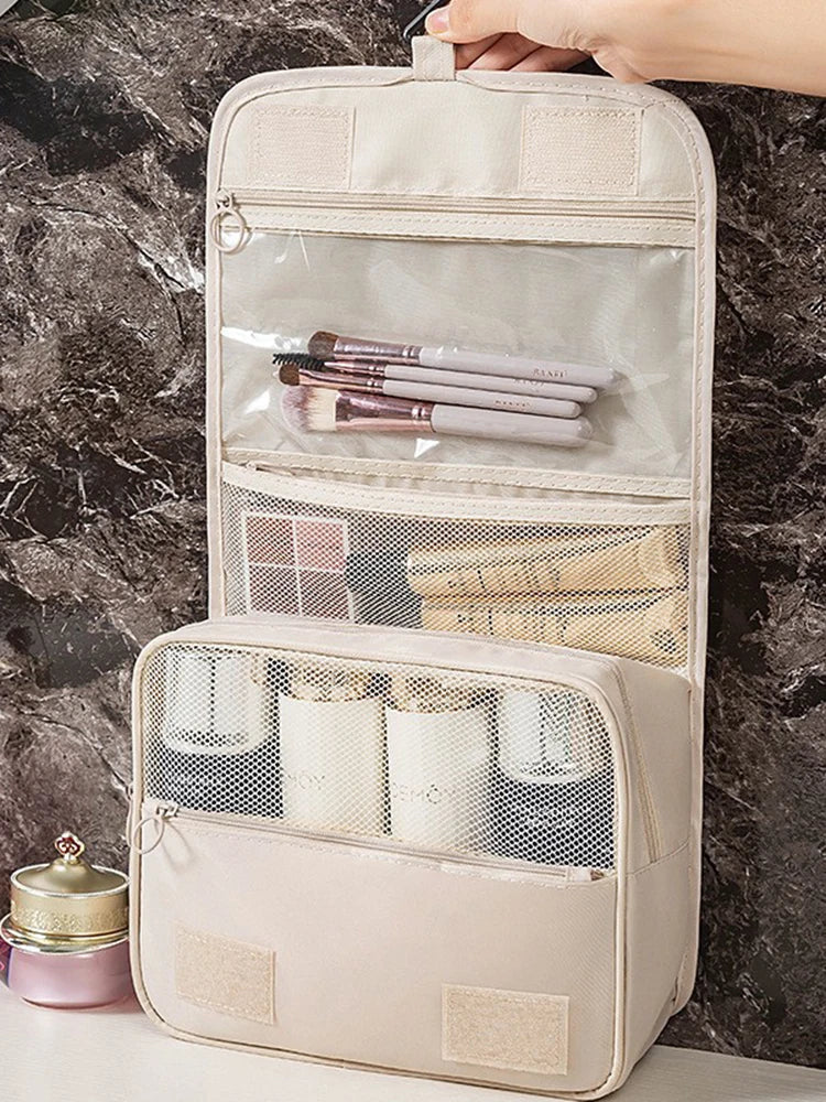 Travel Multi Functional Hanging Makeup Bag With Hanging Washable Bag Large Capacity Dry Wet Separation Handheld Storage Bag