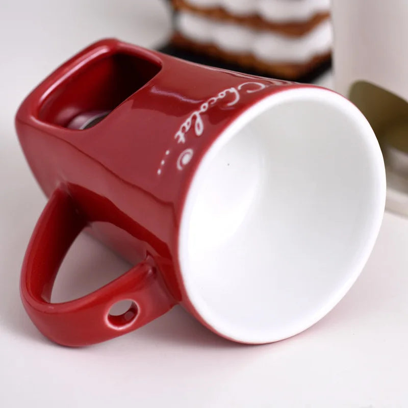 130ml Chocolate Fondue Cup European Candle Cup Ceramic Mug Heating Food Cheese Creative Coffee Mug With Fork Christmas Party