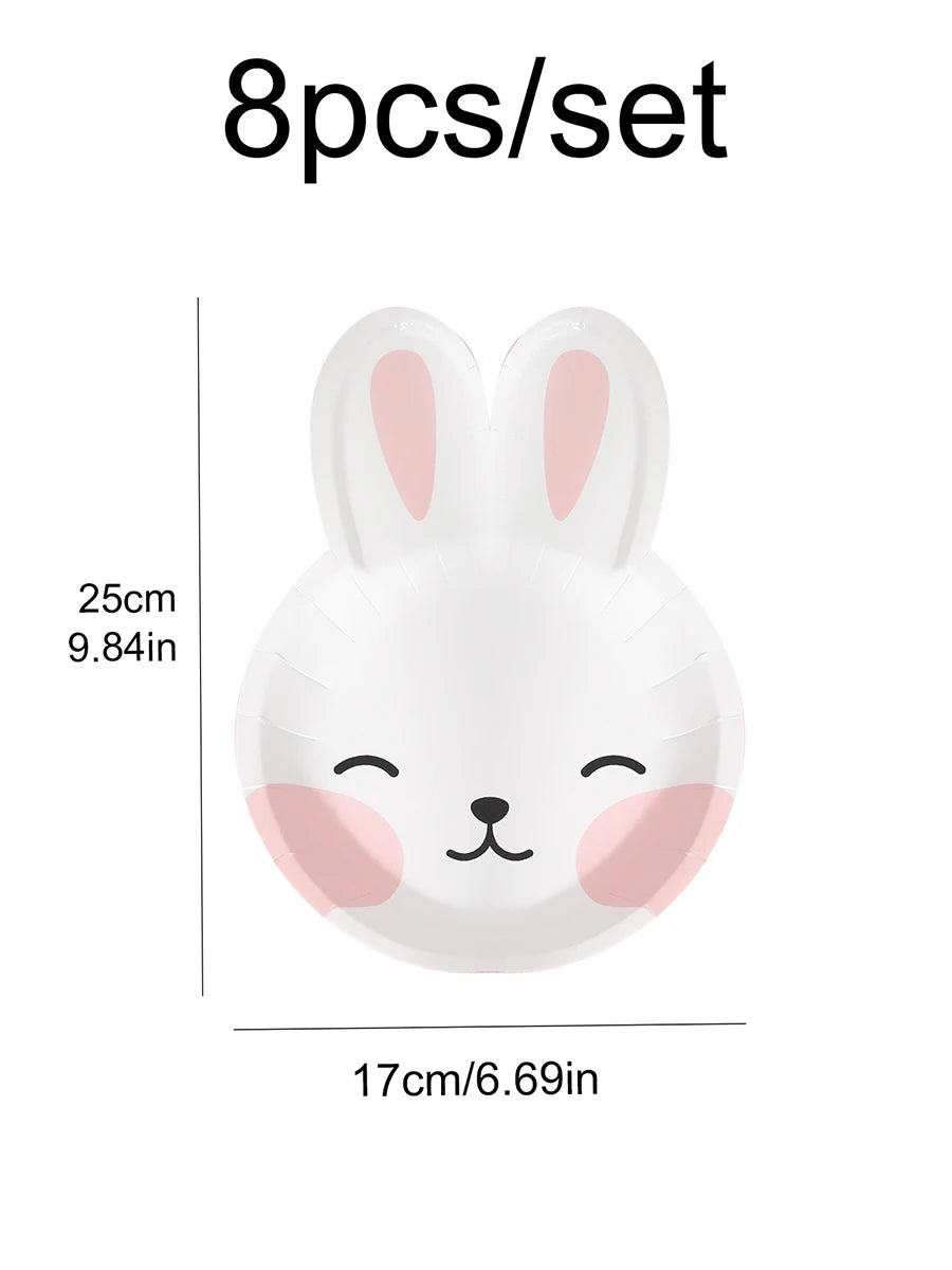 Mori rabbit disposable tableware paper cup dinner plate tablecloth happy birthday party supplies decoration