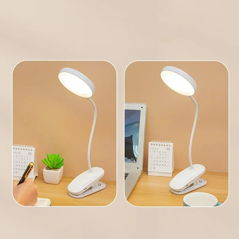 Led Table Lamp USB Rechargeable Night Light With Folding Clamp Study Stand Read Lamp Touch 3 Modes Dimming Eye Protection Light