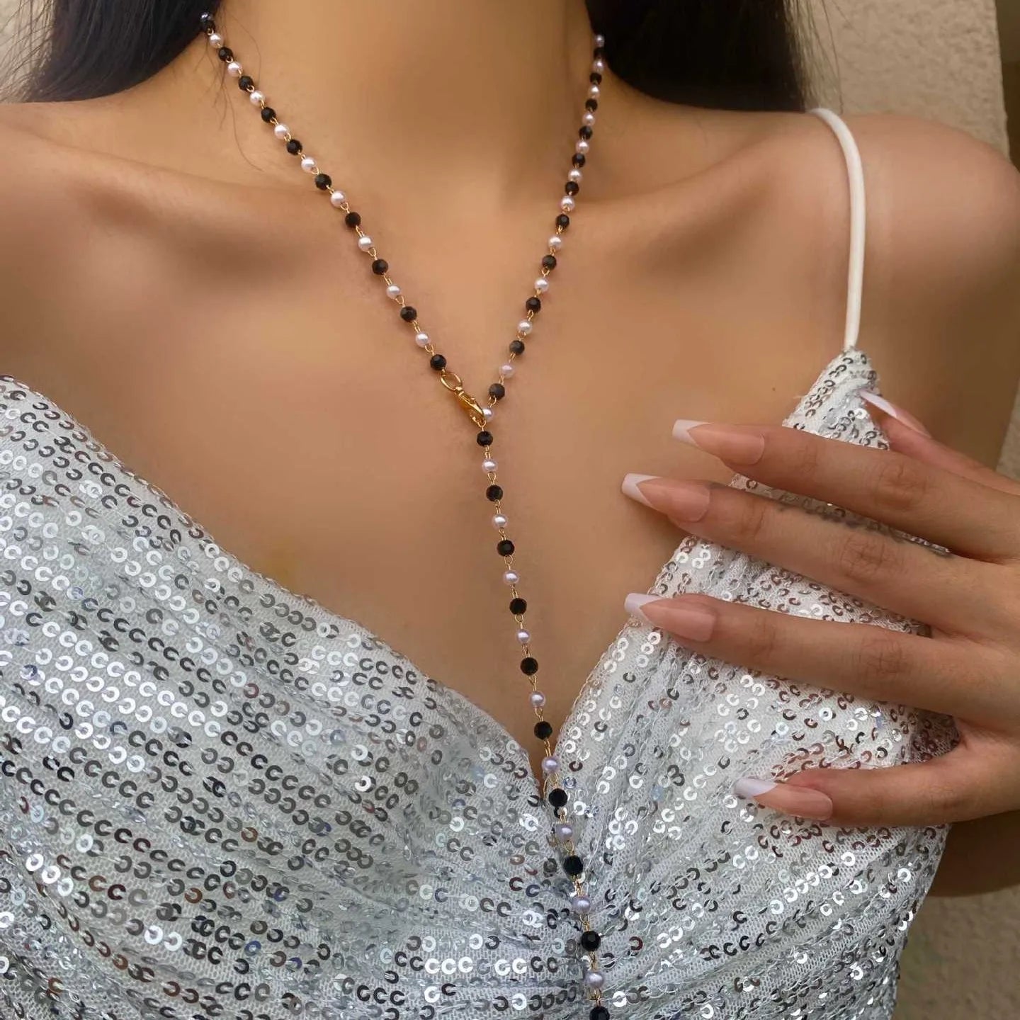Fashion Sweater Chain Long Y-shaped Necklace for Women Simple Metal Gold Color Heart Crystal Clavicle Necklace Y2K Party Jewelry