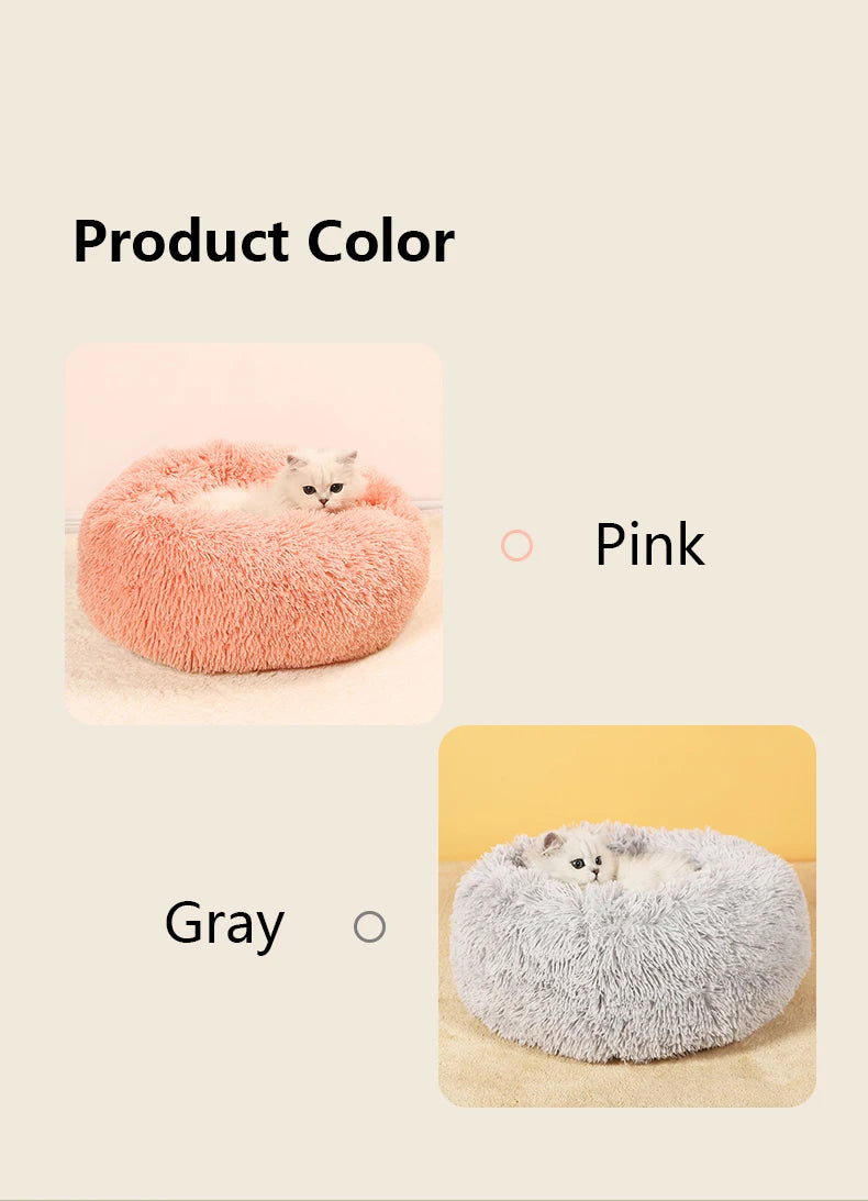 40-70CM Long Plush Winter Beds for Dogs & Cats, Home Plush Pet Nest, Soft Sofa Cushion Mats,Dog Kennel House, Warm Round Pet Bed