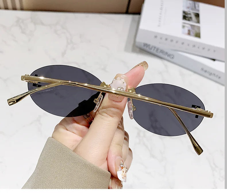 European and American fashionable frameless metal sunglasses