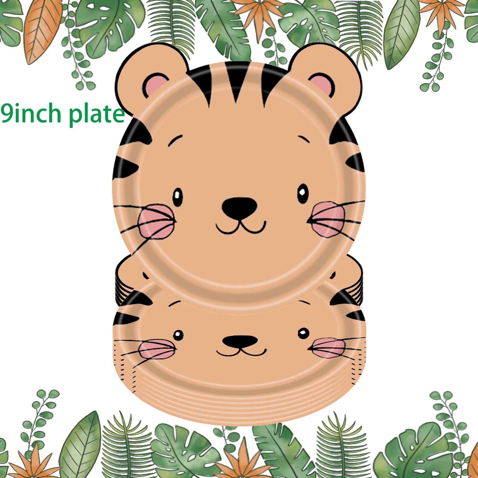 Jungle Animals Disposable Tableware Sets Lion Elephant Tiger Hippo Tablecloth Cups Plate Kids Birthday Safari Party Decoration