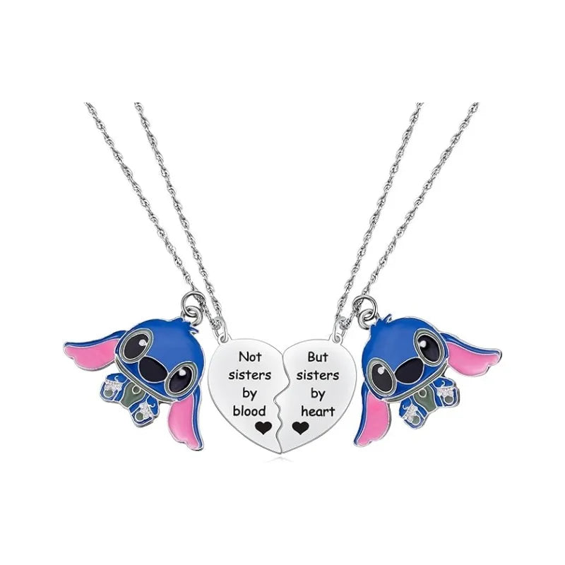Disney Anime Film Lilo & Stitch Necklace Cute Cartoon Stitch Enamel Pendant Necklaces For Women Jewellery Best Friends Gifts
