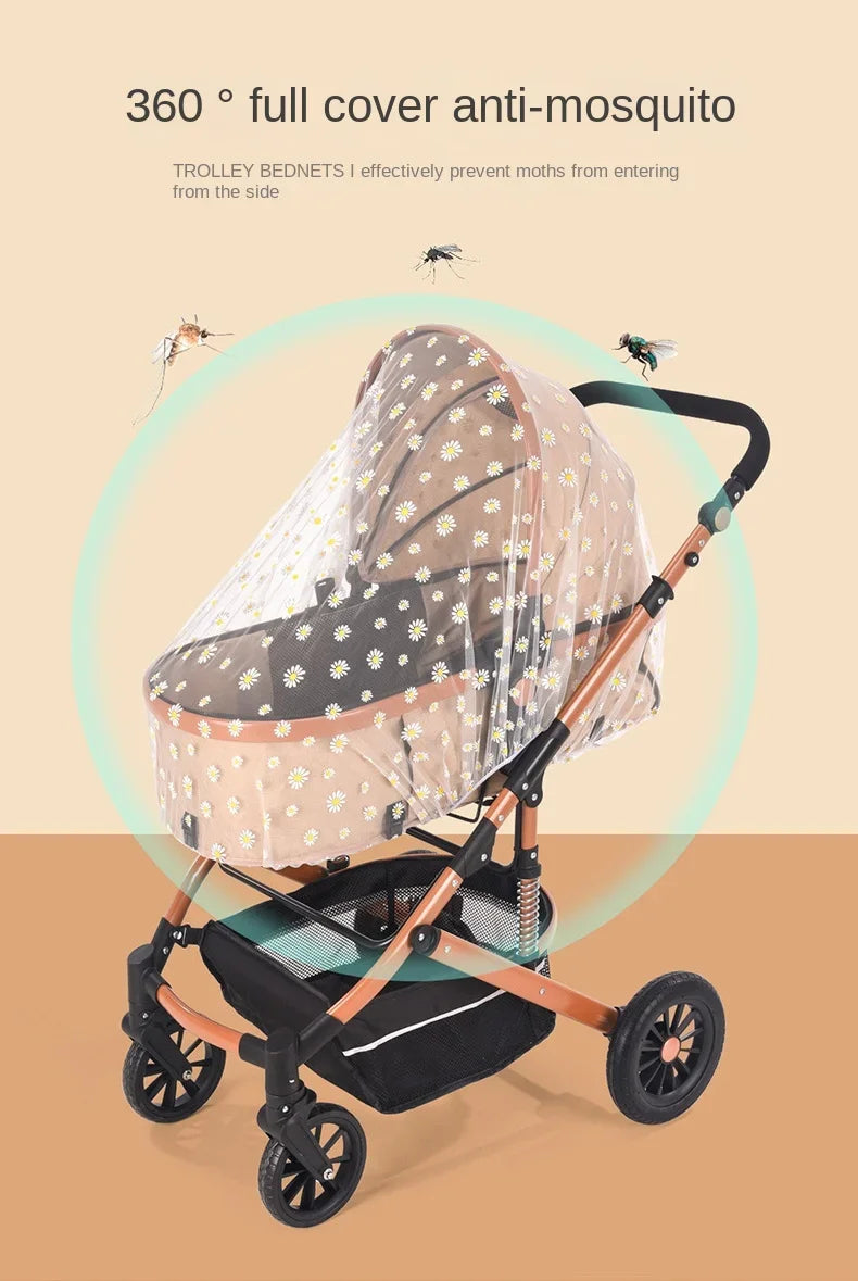 Baby Stroller Mosquito Net Pushchair Cart Insect Shield Net Mesh Safe Infants Protection Mesh Cover Baby Stroller Accessories